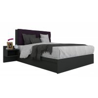 Pat Tapitat LEX 120 cu 2 noptiere, Decor 7648 / Malaga 13